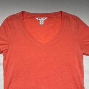 Athleta Women's Vibrant Coral V-Neck Tee